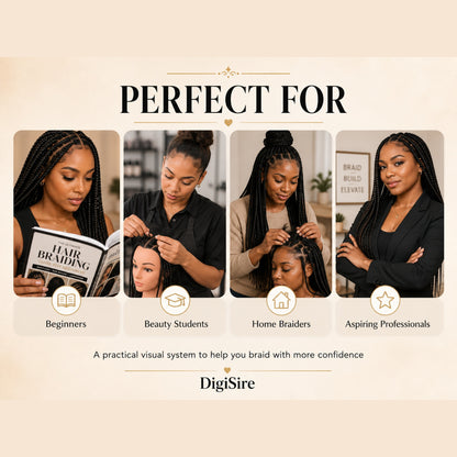 Hair Braiding Guide for Beginners | Knotless Box Braids and Cornrows Ebook | Parting Maps, Workbook & Braider Business Kit