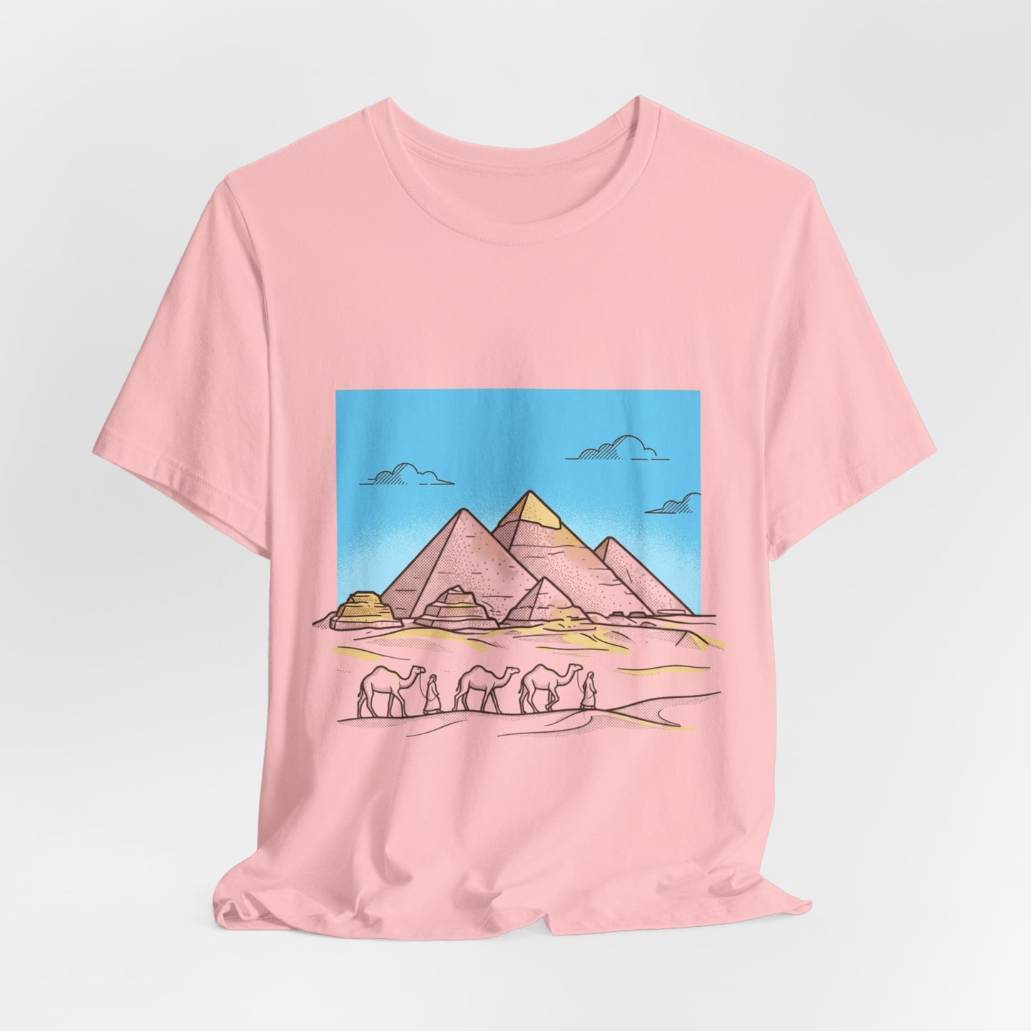 Pyramids & Camels Graphic Tee — Egypt Desert Travel T-Shirt