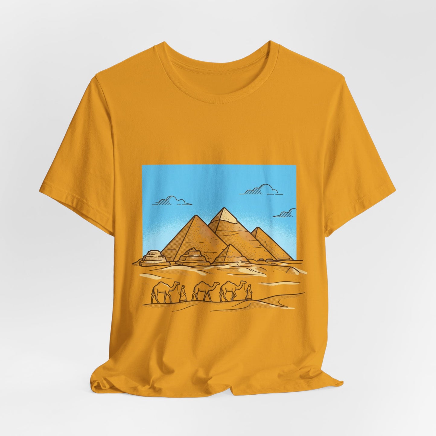 Pyramids & Camels Graphic Tee — Egypt Desert Travel T-Shirt