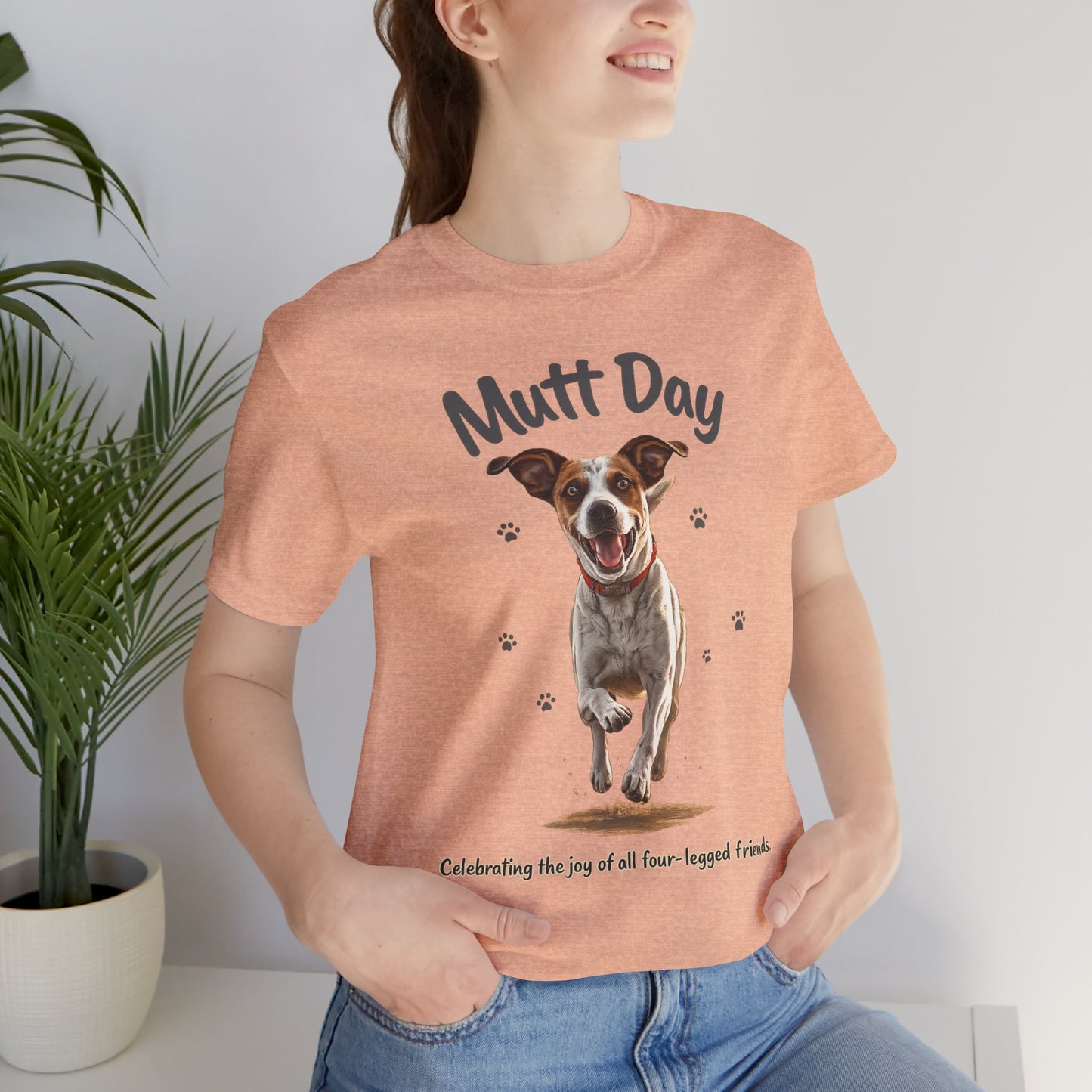 Mutt Day T-Shirt — Cute Running Dog Graphic Tee (Celebrate Mixed-Breed Dogs)