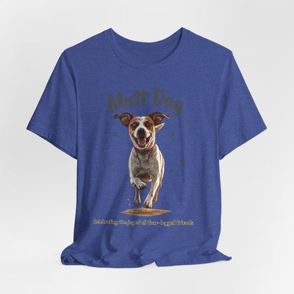 Mutt Day T-Shirt — Cute Running Dog Graphic Tee (Celebrate Mixed-Breed Dogs)