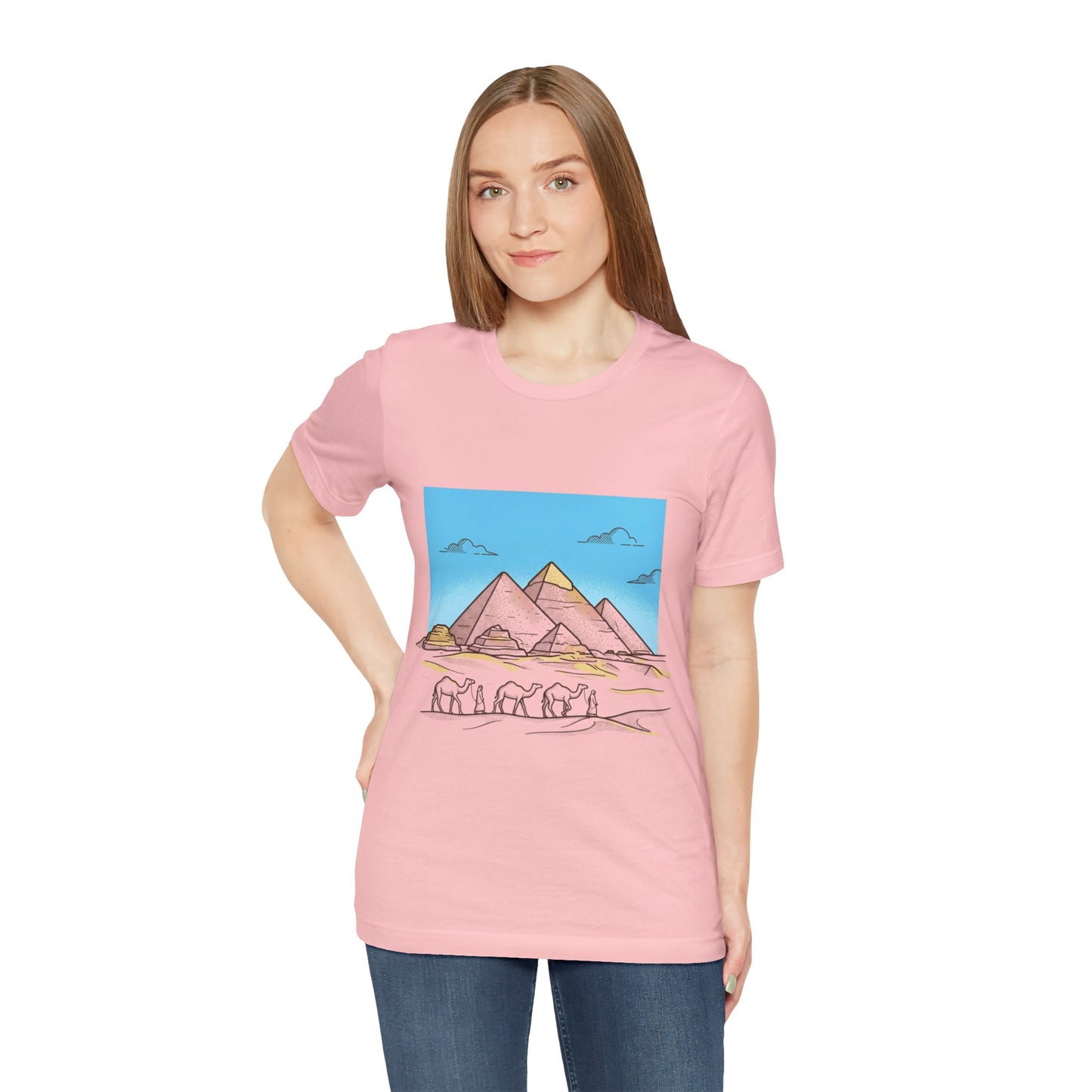 Pyramids & Camels Graphic Tee — Egypt Desert Travel T-Shirt