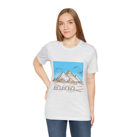 Pyramids & Camels Graphic Tee — Egypt Desert Travel T-Shirt