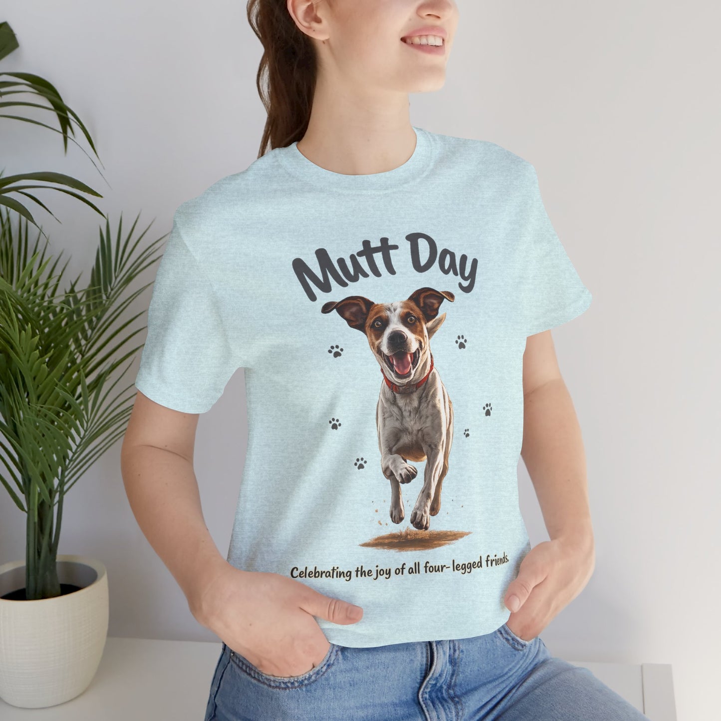 Mutt Day T-Shirt — Cute Running Dog Graphic Tee (Celebrate Mixed-Breed Dogs)