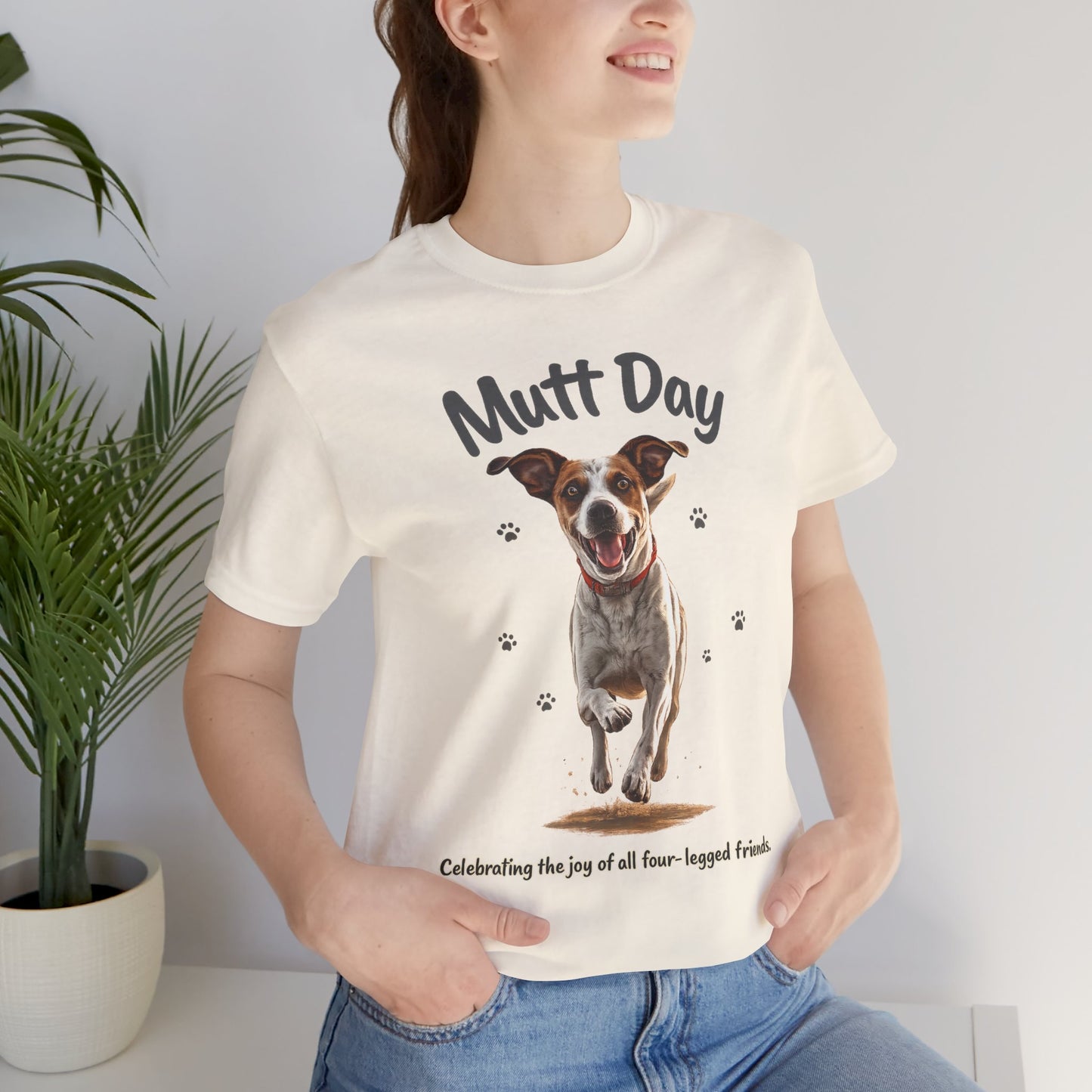 Mutt Day T-Shirt — Cute Running Dog Graphic Tee (Celebrate Mixed-Breed Dogs)