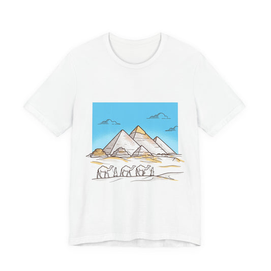 Pyramids & Camels Graphic Tee — Egypt Desert Travel T-Shirt
