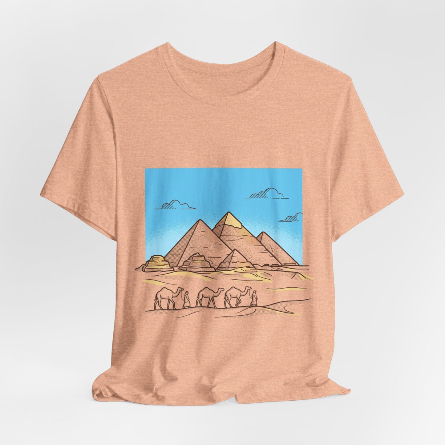 Pyramids & Camels Graphic Tee — Egypt Desert Travel T-Shirt