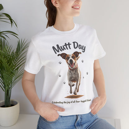 Mutt Day T-Shirt — Cute Running Dog Graphic Tee (Celebrate Mixed-Breed Dogs)