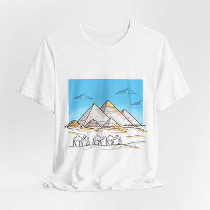 Pyramids & Camels Graphic Tee — Egypt Desert Travel T-Shirt