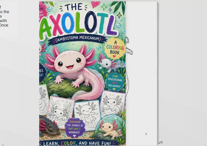 Axolotl Coloring Book, 50 Kawaii Salamander Pages, Summer Fun Activity